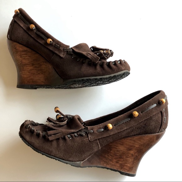 Sam Edelman Angelina Suede Moccasins Wedges 7.5 - Picture 3 of 7